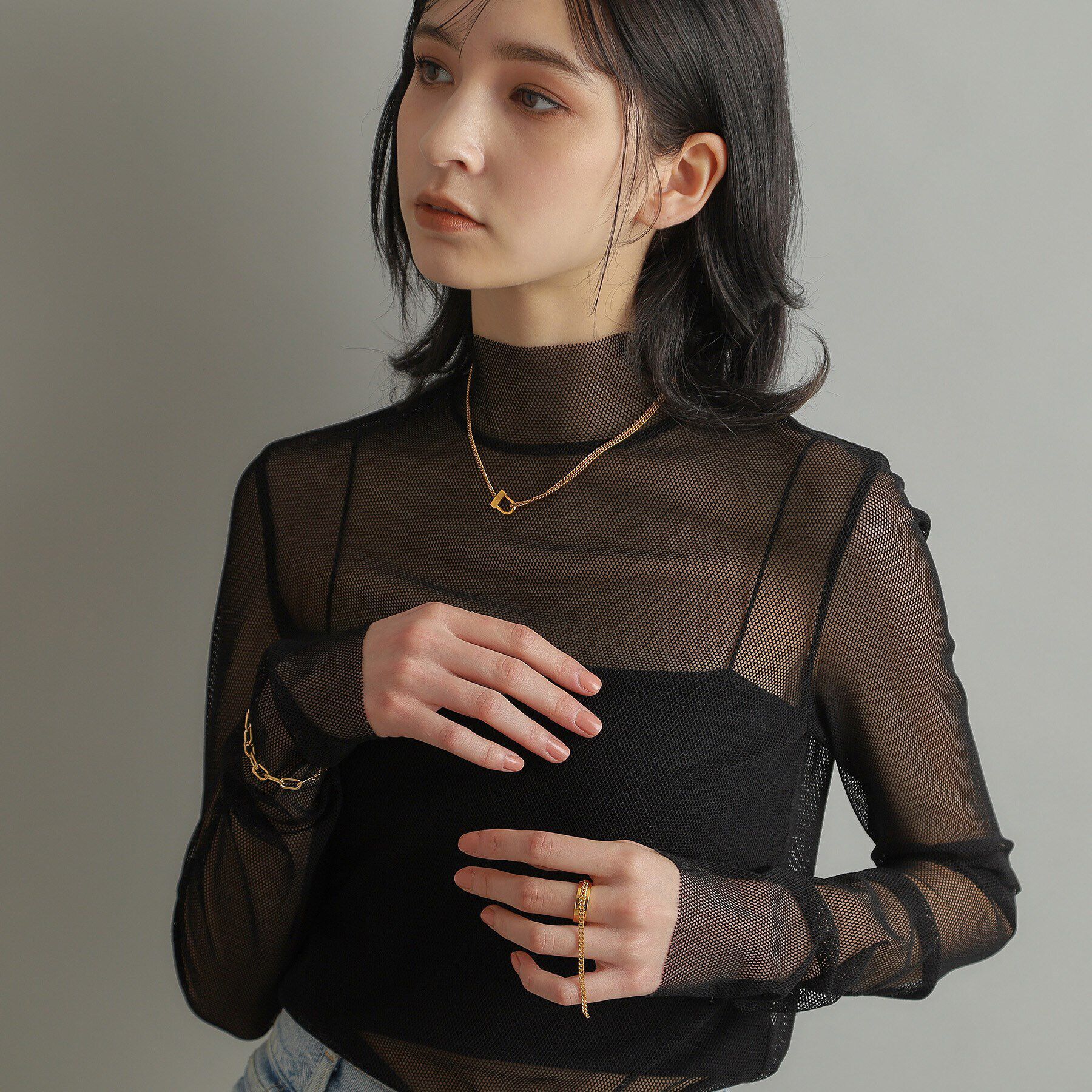 COCOSHNIK ONKITSCH「シルバー ロックモチーフ ドレープネックレス GP」|ネックレス|