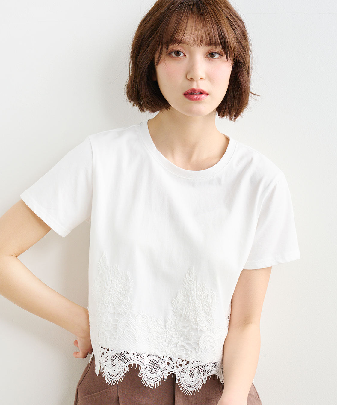 COCO DEAL「レースドッキングTシャツ」|Tシャツ・カットソー|