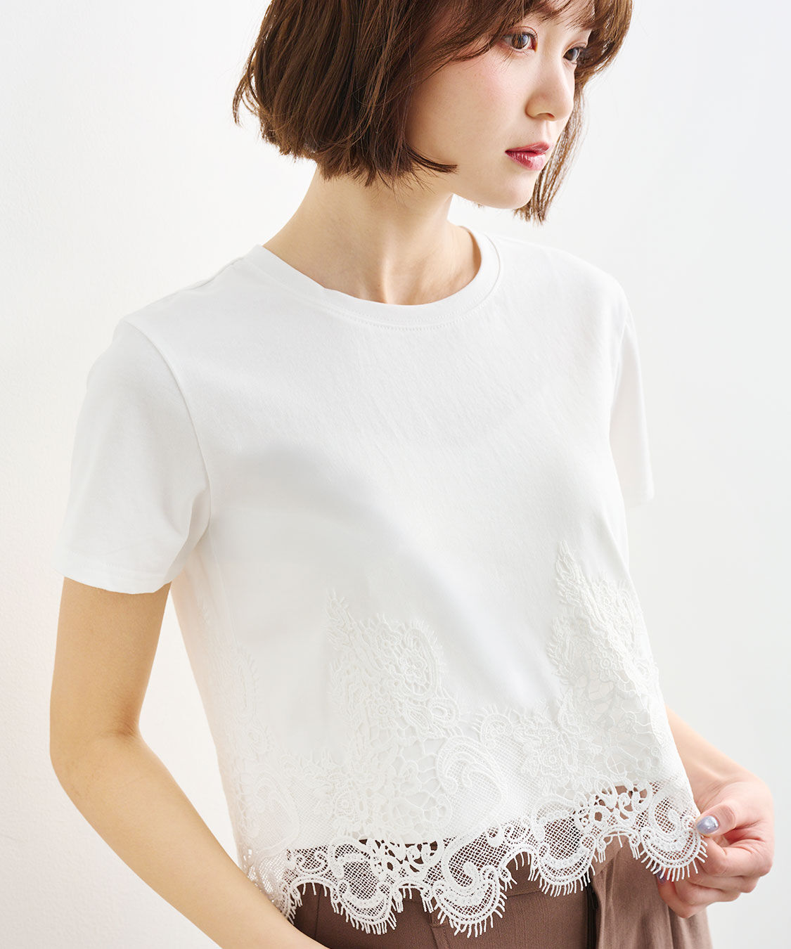 COCO DEAL「レースドッキングTシャツ」|Tシャツ・カットソー|