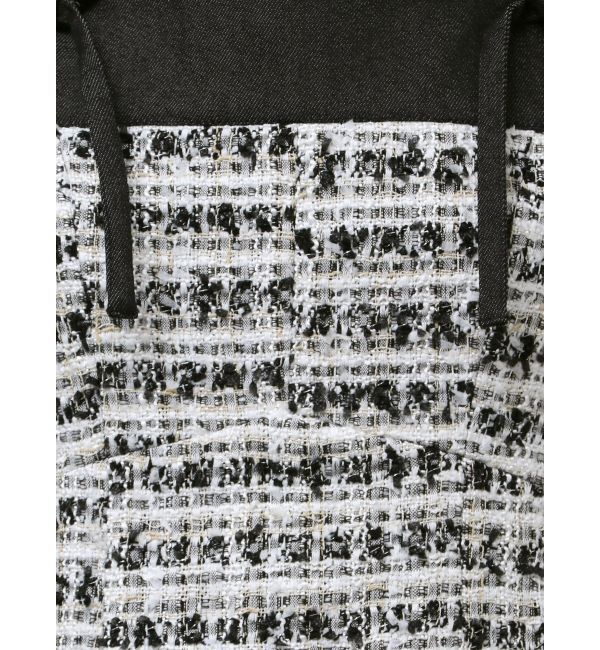 CALNAMUR「TWEED&times;DENIM BLOCKING RIBBON OP/ツイード&times;デニムブロッキングリボンワンピース」|ワンピース|