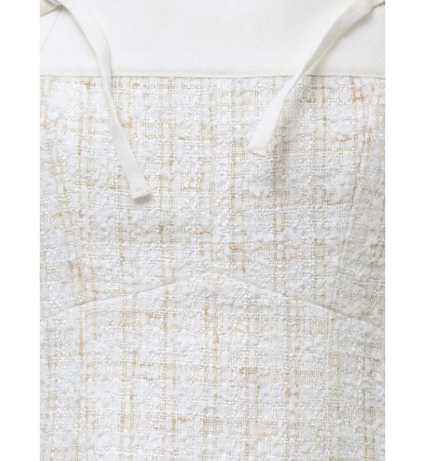 CALNAMUR「TWEED&times;DENIM BLOCKING RIBBON OP/ツイード&times;デニムブロッキングリボンワンピース」|ワンピース|