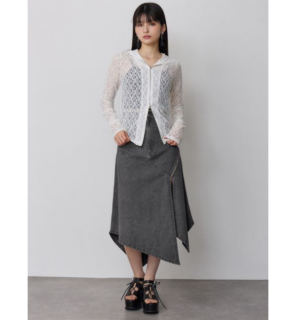 MURUA「ウォッシュアシメラッフルZIPスカート」|スカート|