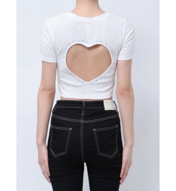 GYDA「BACK OPEN bijou heartトップス」|Tシャツ・カットソー|