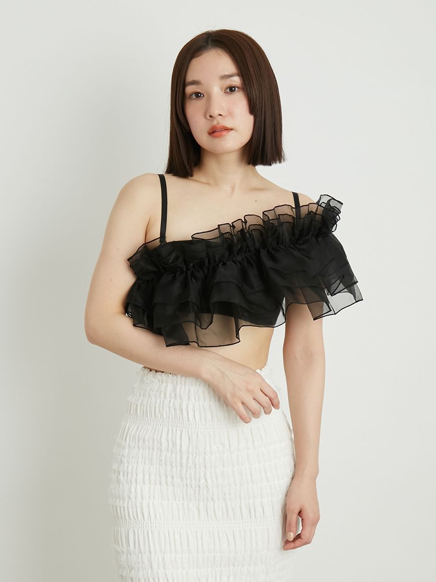 LILY BROWN Lingerie「【LILY BROWN Lingerie】マルチウェイライククロスストラップレスブラ/シルクフリル」|インナー|