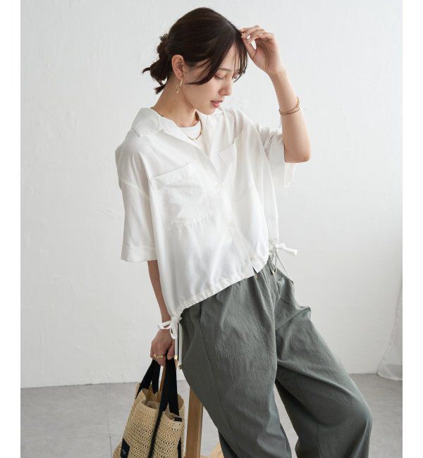 ikka「【雑誌InRed6月号掲載】冷感／デニム裾ドロストシャツ」|シャツ・ブラウス|
