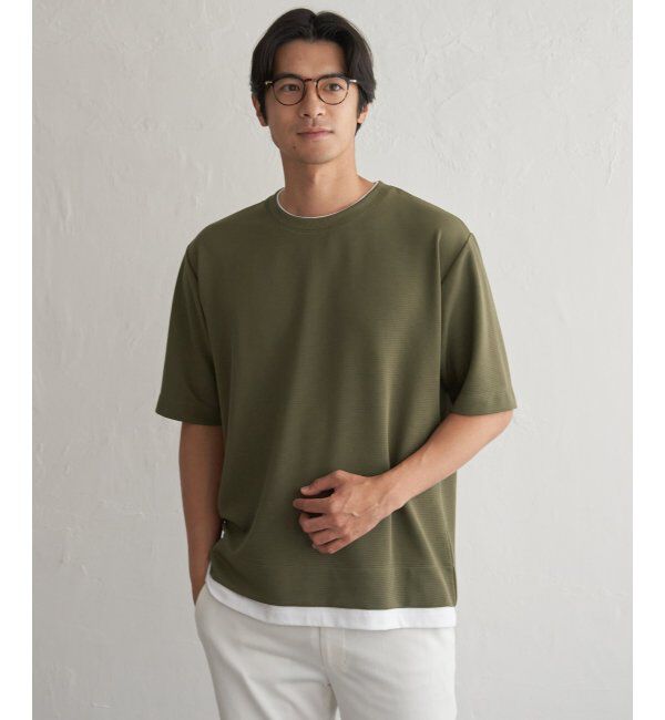 ikka「レイカンＤＲＹリップルＴ５ブソデ」|Tシャツ・カットソー|カーキ