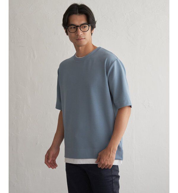 ikka「レイカンＤＲＹリップルＴ５ブソデ」|Tシャツ・カットソー|サックスブルー