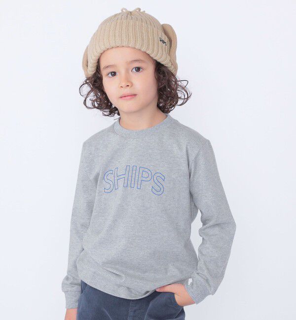 SHIPS KIDS「 【WEB限定】SHIPS KIDS:100～160cm / SHIPS ラウンド プリント ロゴ ロングスリーブ Tシャツ」|Tシャツ・カットソー|