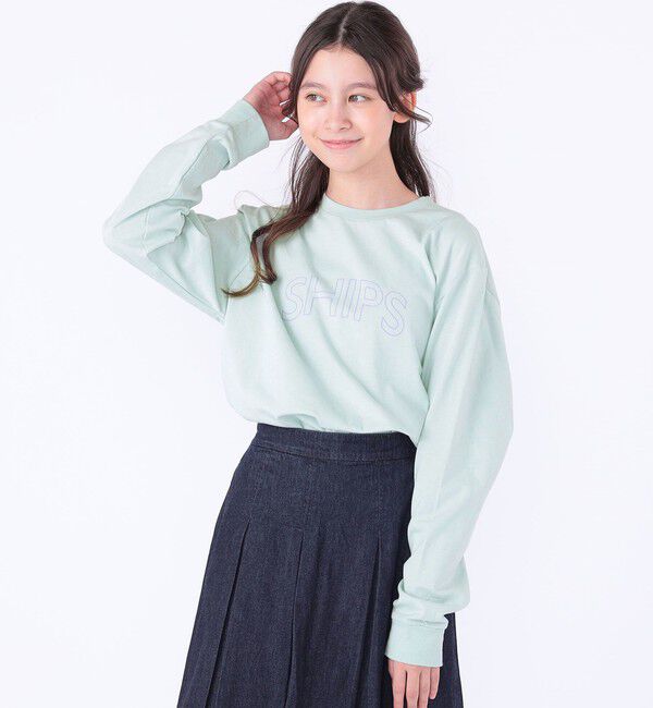 SHIPS KIDS「 【WEB限定】SHIPS KIDS:100～160cm / SHIPS ラウンド プリント ロゴ ロングスリーブ Tシャツ」|Tシャツ・カットソー|