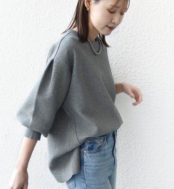 SHIPS for women「〈手洗い可能〉ダブル フェイス ニット リブ コンビ プルオーバー」|Tシャツ・カットソー|グレー