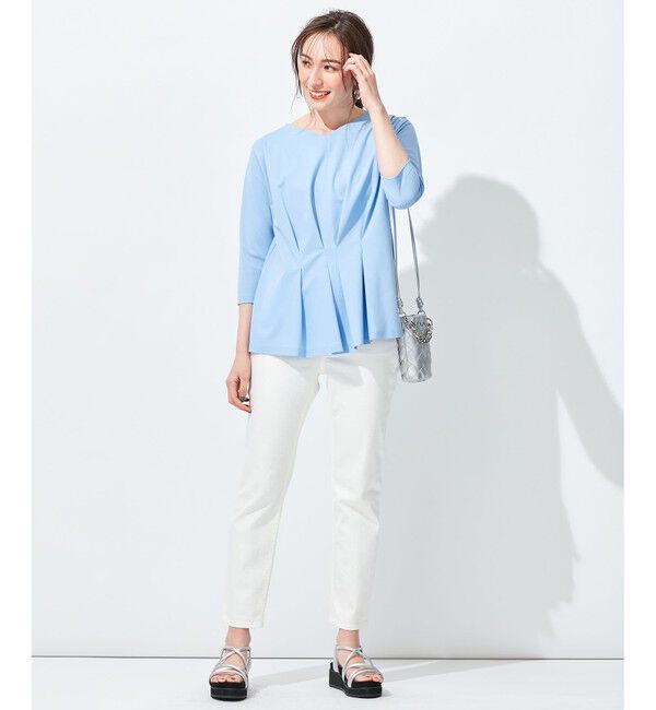 自由区「【放湿性/保湿性】イージートップス タックディテール カットソー」|Tシャツ・カットソー|