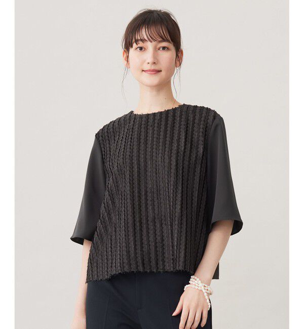 自由区「【セットアップ対応・洗える】フリンジジャガード ブラウス」|シャツ・ブラウス|アッシュ