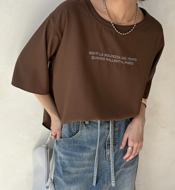  「刺繍ロゴジョーゼットTEE」|シャツ・ブラウス|ブラウン