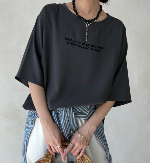  「刺繍ロゴジョーゼットTEE」|シャツ・ブラウス|