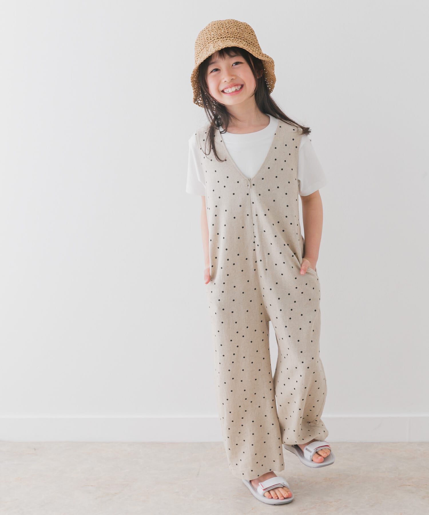 URBAN RESEARCH DOORS「『親子リンク』リネンレーヨンドットオールインワン(KIDS)」|ワンピース|