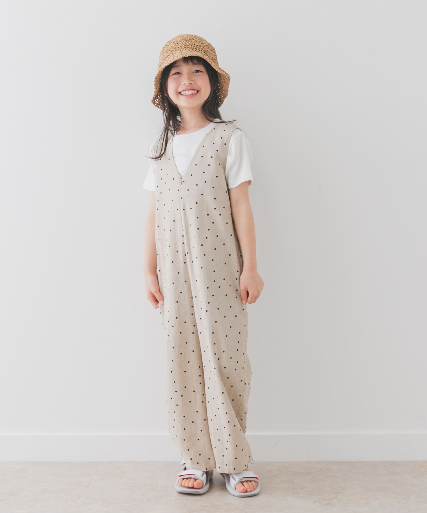 URBAN RESEARCH DOORS「『親子リンク』リネンレーヨンドットオールインワン(KIDS)」|ワンピース|