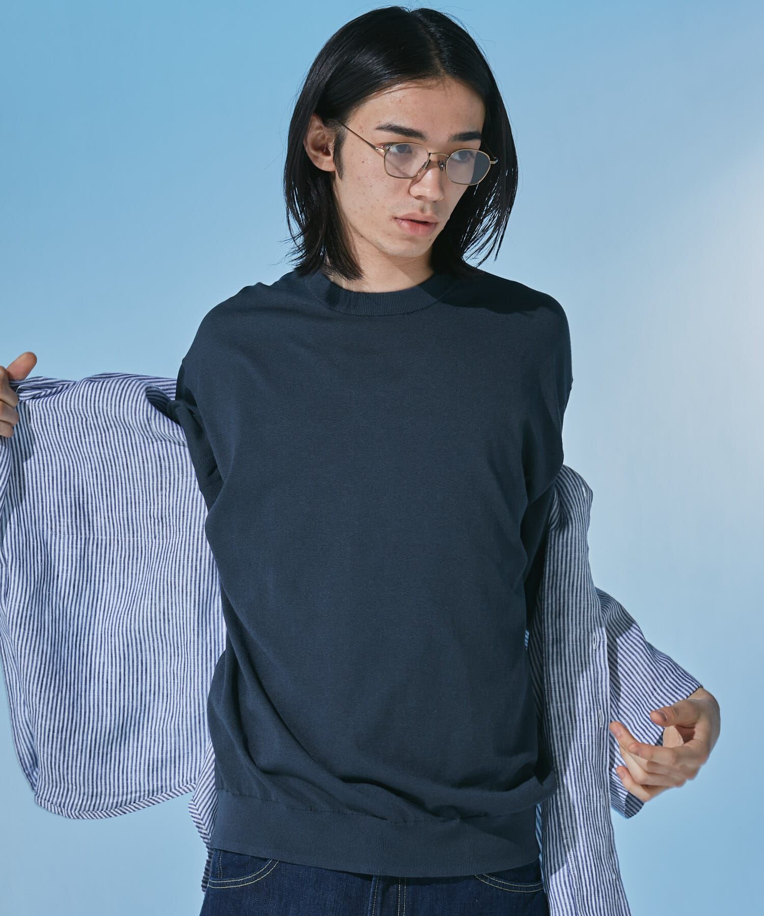 URBAN RESEARCH DOORS「『UR TECH』サマシェア クルーネックニット」|ニット・セーター|
