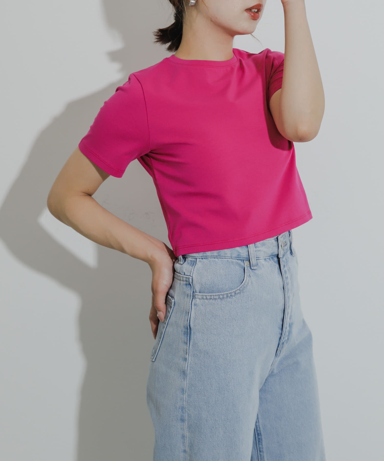 SENSE OF PLACE by URBAN RESEARCH「クロップドTシャツ(半袖)」|Tシャツ・カットソー|ピンク