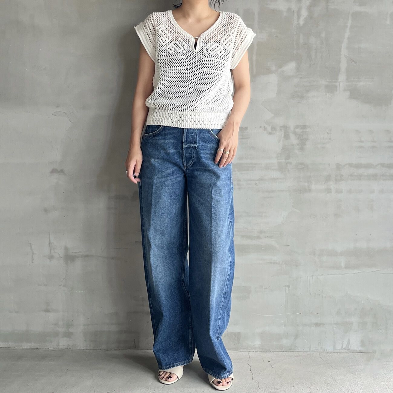  「uca MESH x EMBROIDAERY NOSLEEVE」|Tシャツ・カットソー|