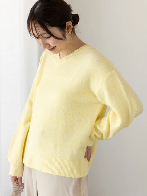Te chichi TERRASSE「メランジVネックニット」|ニット・セーター|イエロー