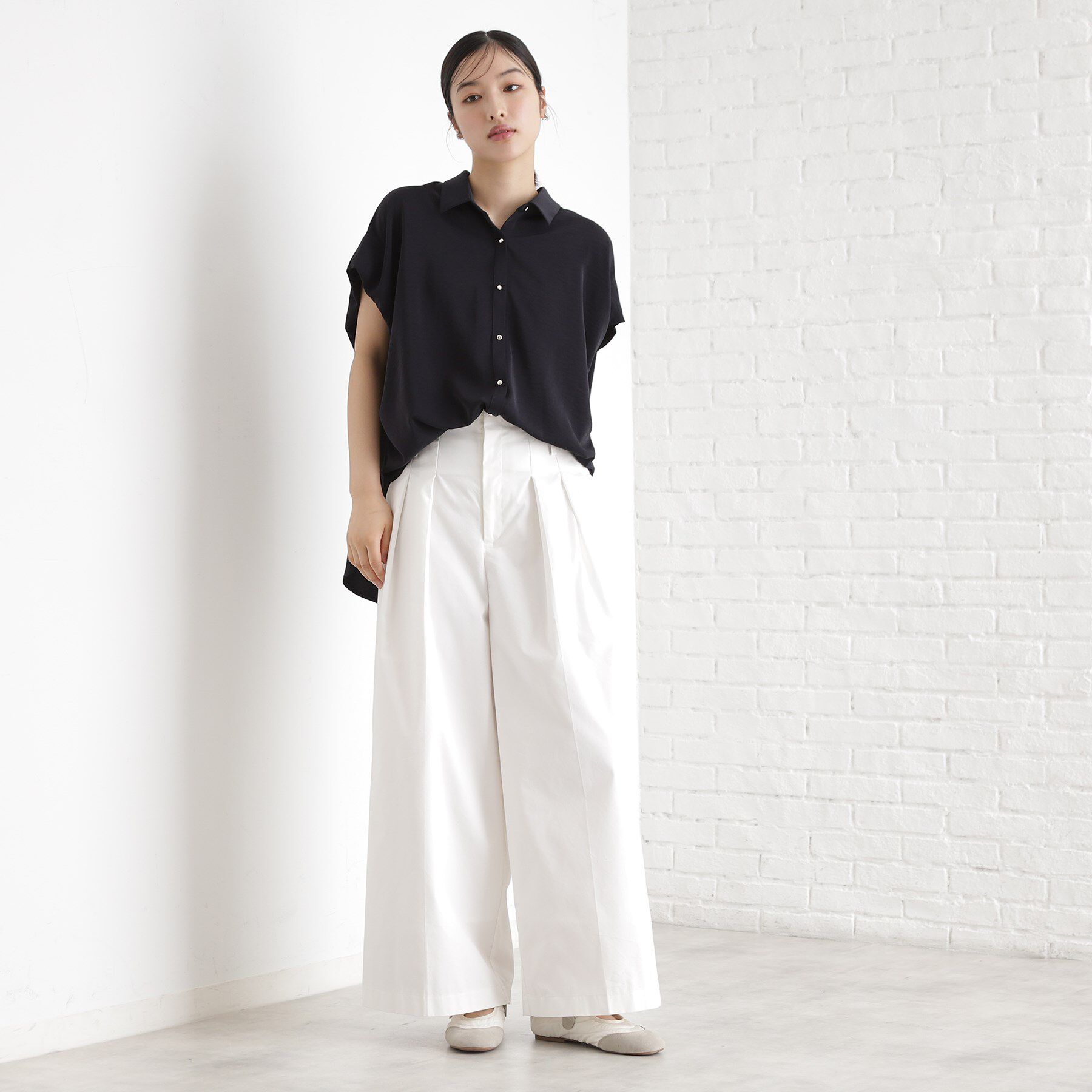 THE SHOP TK「コットンライクブラウス【接触冷感/洗濯機OK/UV/セットアップ可】」|シャツ・ブラウス|