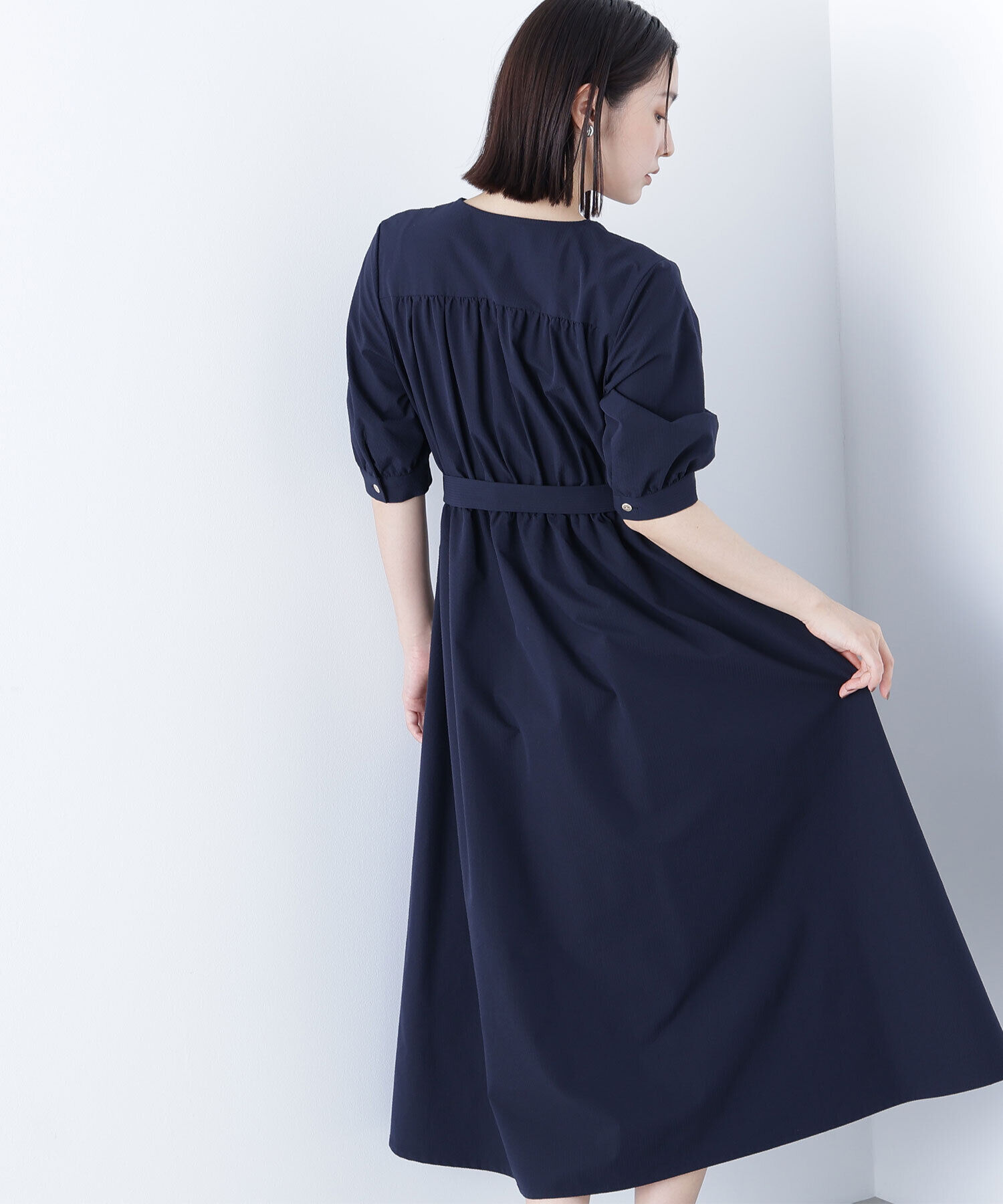  「ゴールドボタンベルテッドワンピース」|ワンピース|