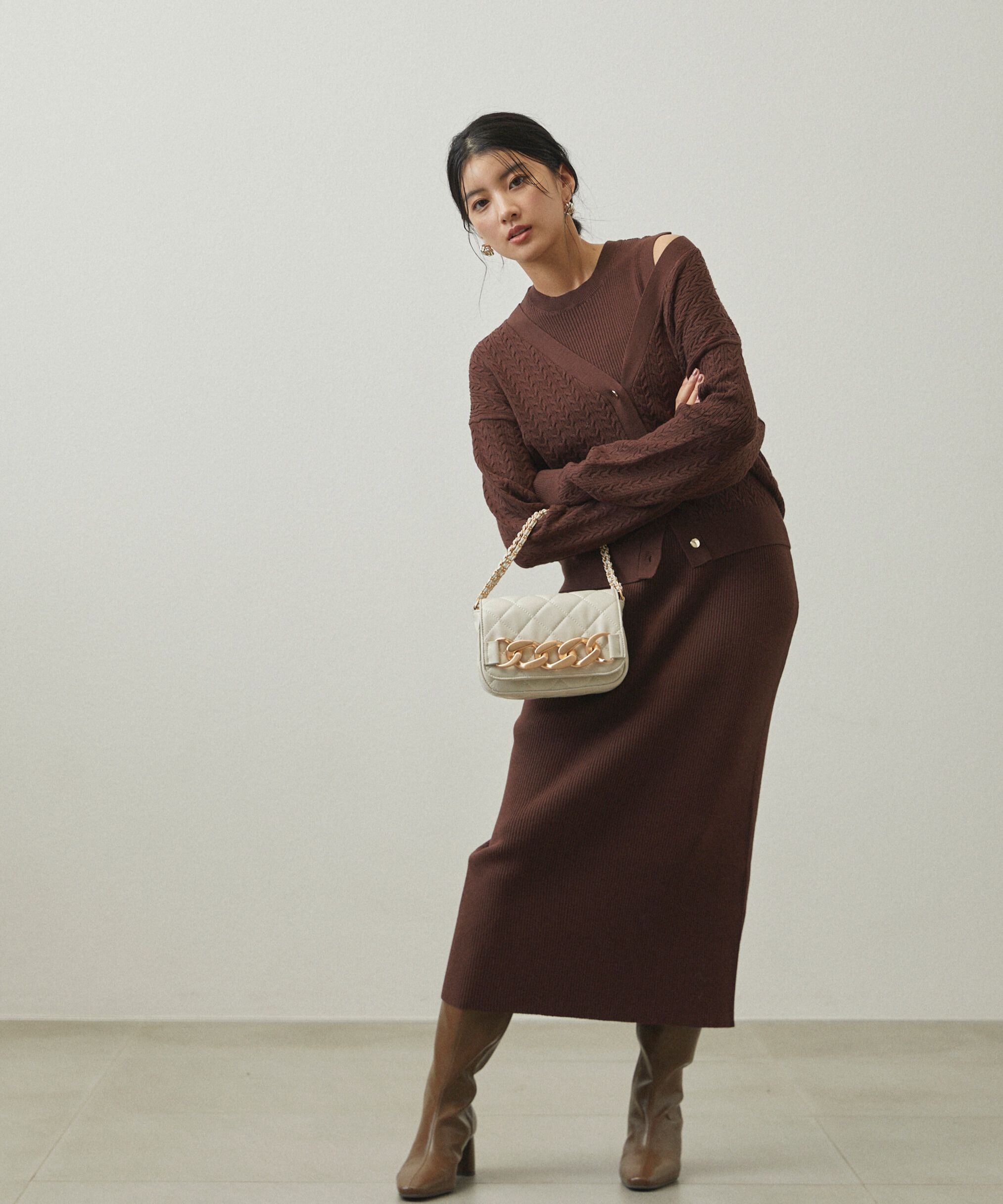 PROPORTION BODY DRESSING「ケーブルカーディガンニットセットアップ」|ワンピース|