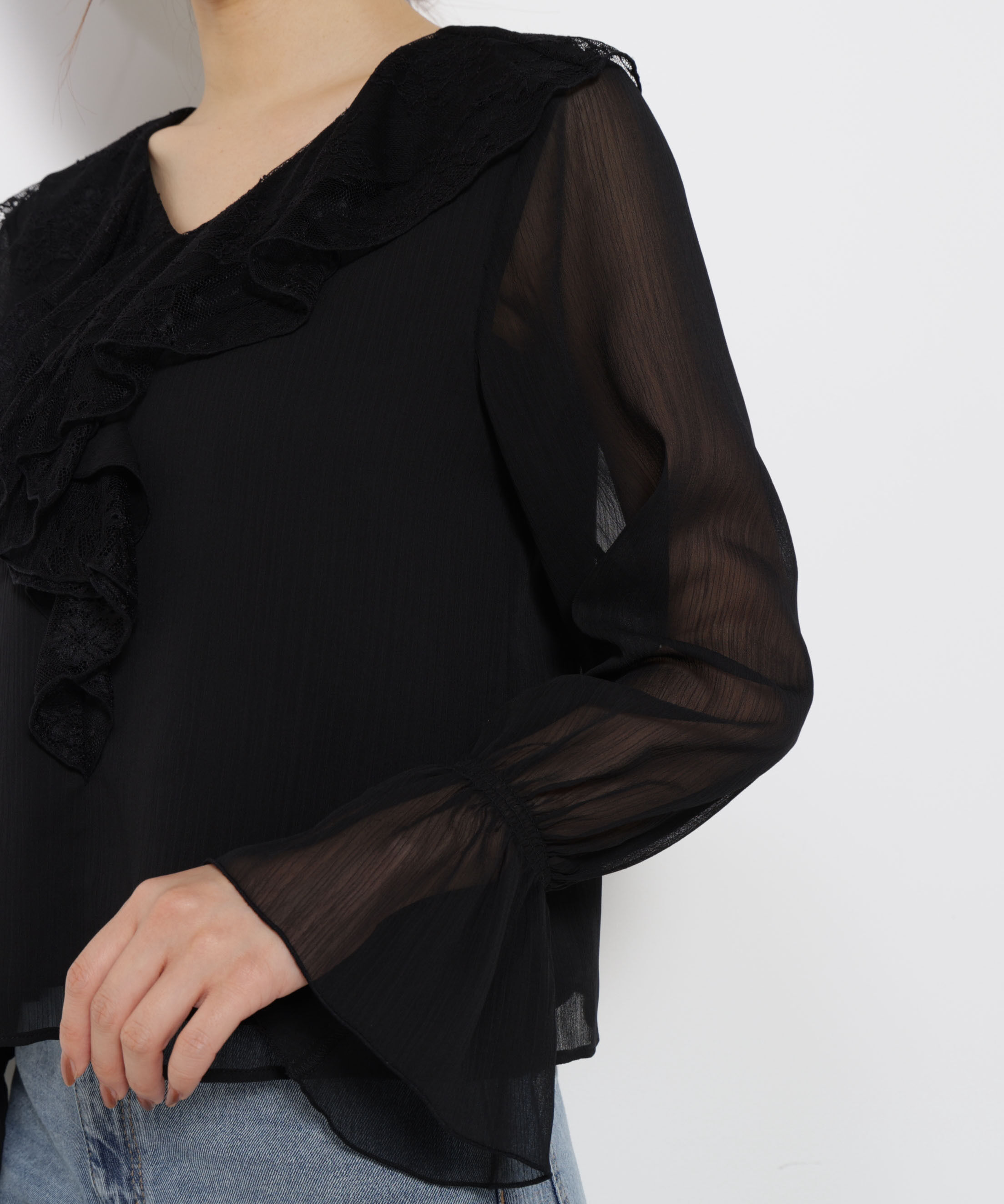 PROPORTION BODY DRESSING「レースフリル楊柳ブラウス 25AW」|シャツ・ブラウス|