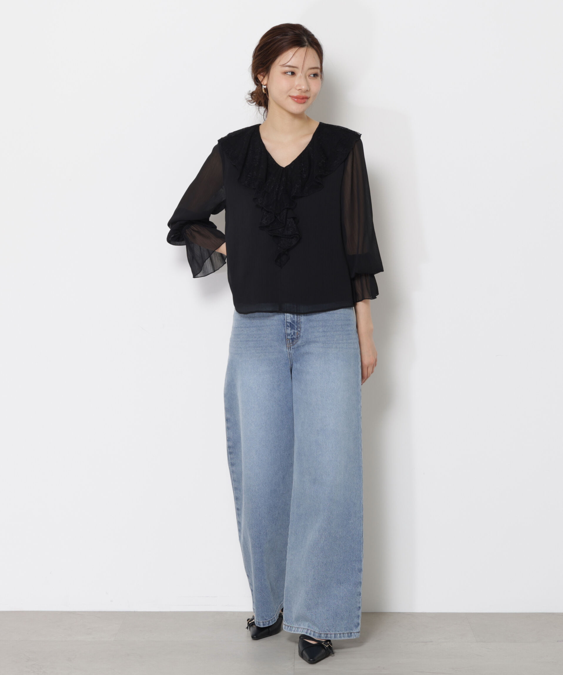 PROPORTION BODY DRESSING「レースフリル楊柳ブラウス 25AW」|シャツ・ブラウス|
