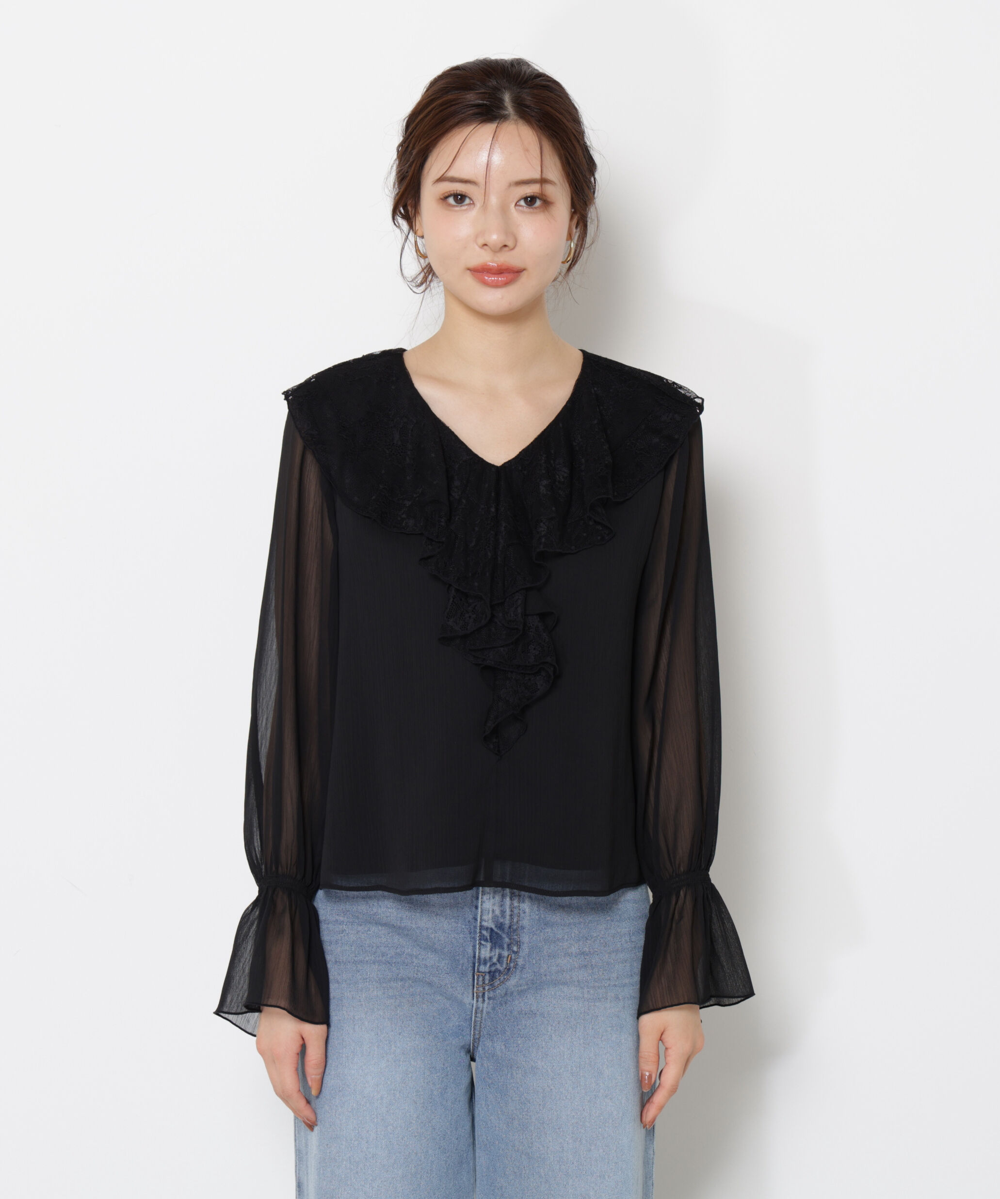 PROPORTION BODY DRESSING「レースフリル楊柳ブラウス 25AW」|シャツ・ブラウス|