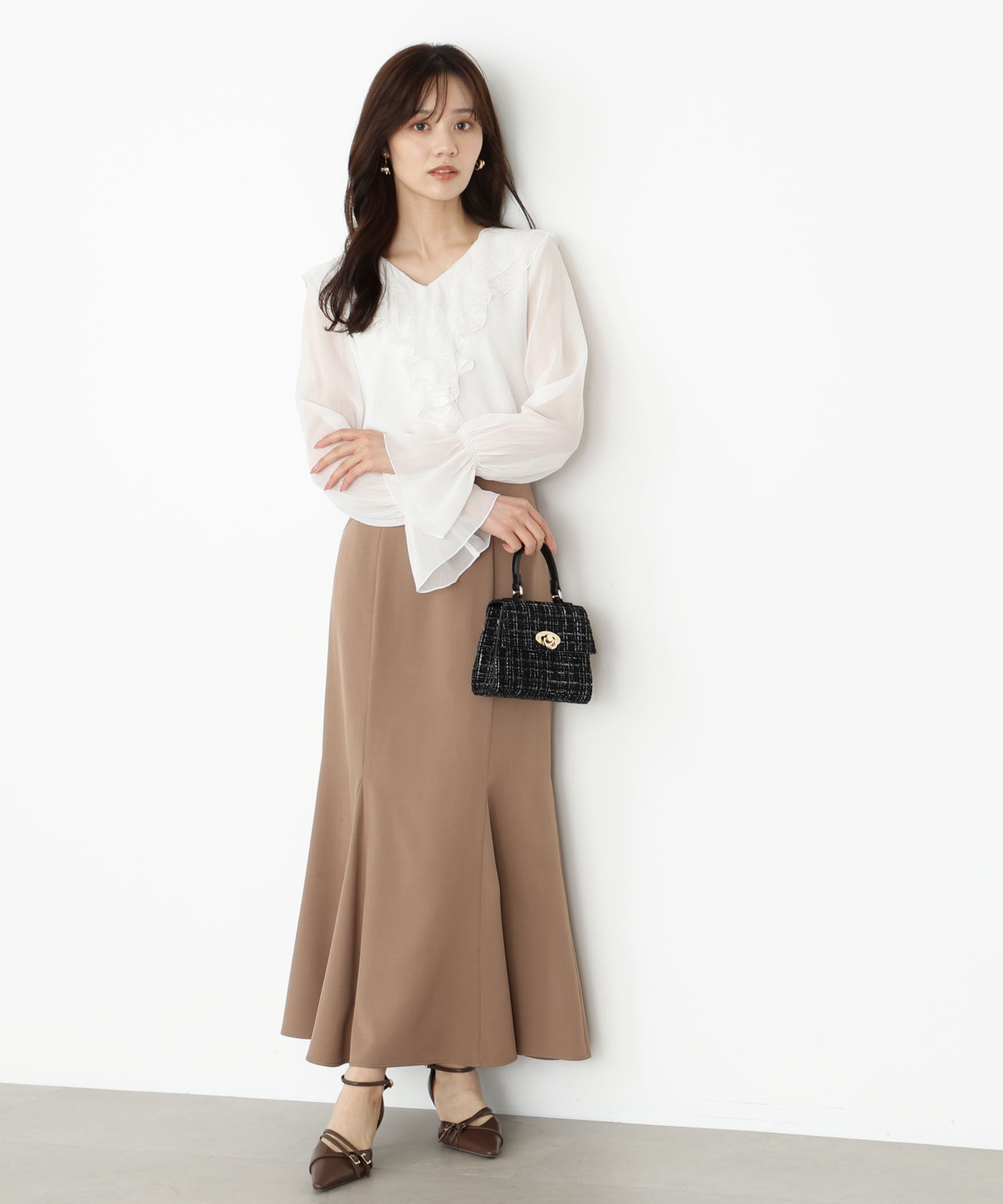 PROPORTION BODY DRESSING「レースフリル楊柳ブラウス 25AW」|シャツ・ブラウス|