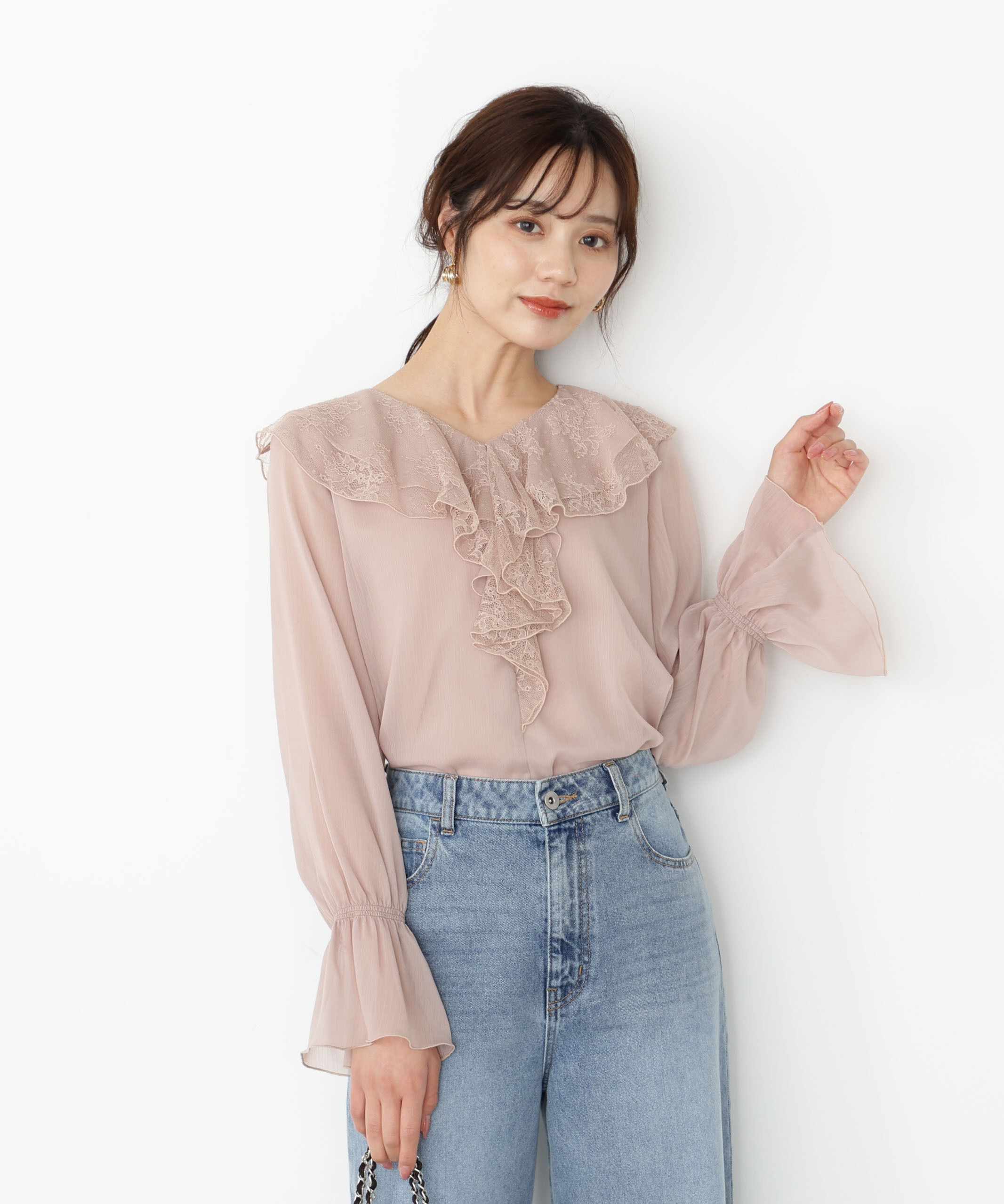 PROPORTION BODY DRESSING「レースフリル楊柳ブラウス 25AW」|シャツ・ブラウス|