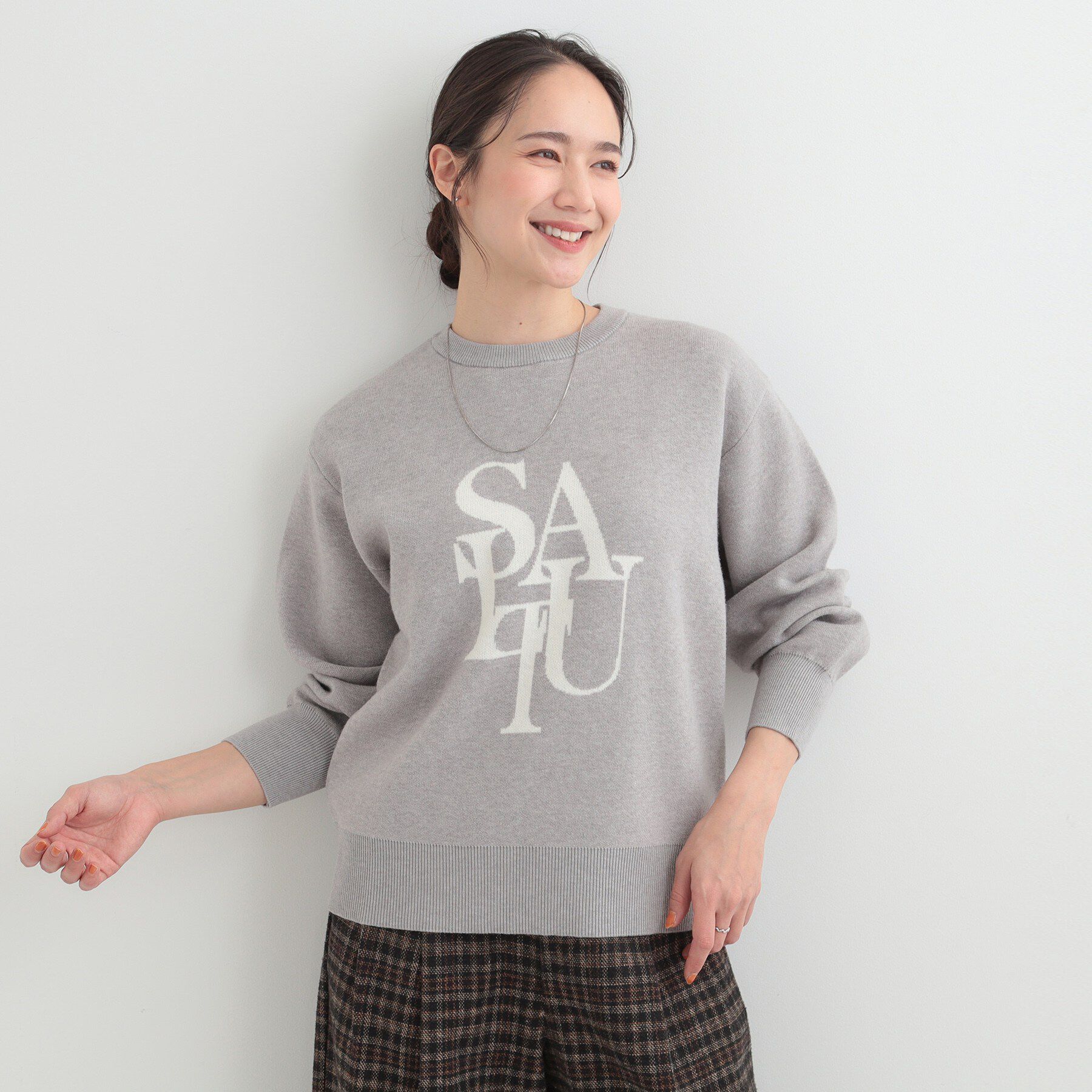 SHOO･LA･RUE「【洗濯機可/S-LL】もちもちタッチ スウェットライクロゴニット」|ニット・セーター|