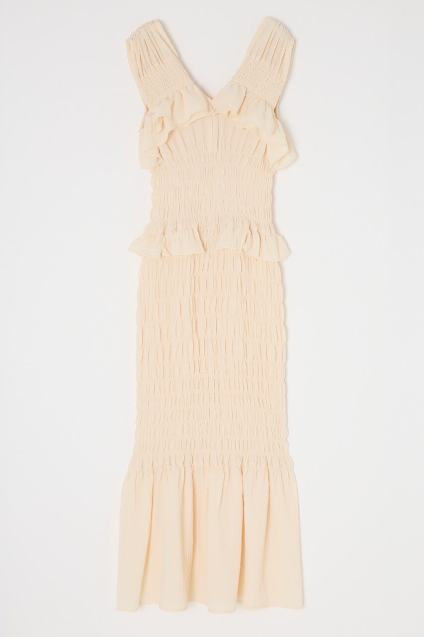MOUSSY「SHIRRING フリルドレス」|ワンピース|ECRU
