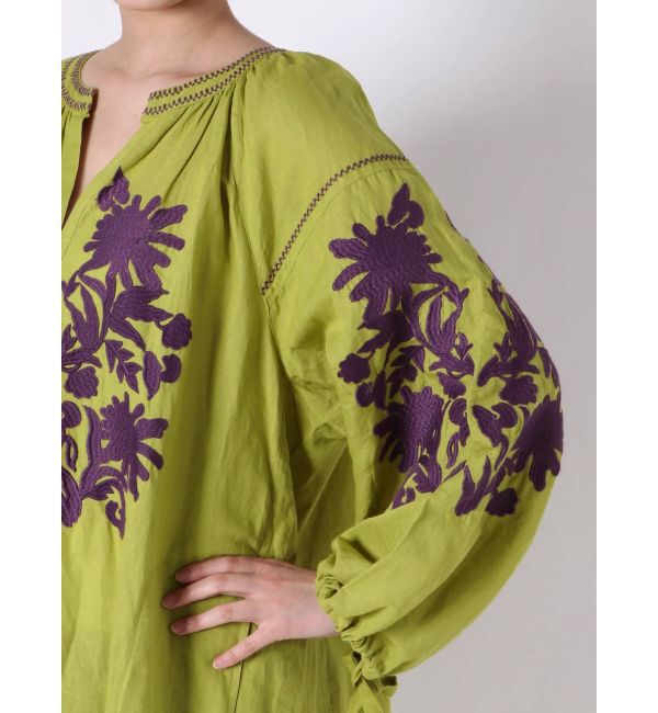 ELENDEEK「sar/CTN LINEN BIG FLOWER EMB DRESS」|ワンピース|