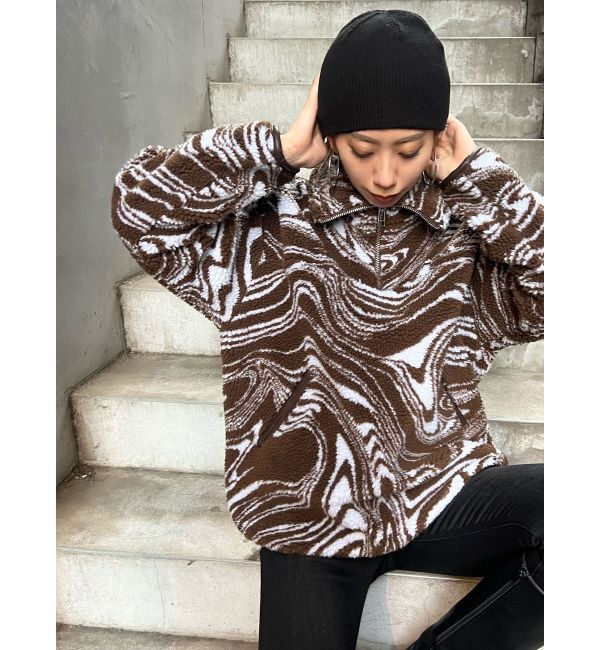 EMODA「ハーフジップボアプルオーバー」|Tシャツ・カットソー|ブラウン