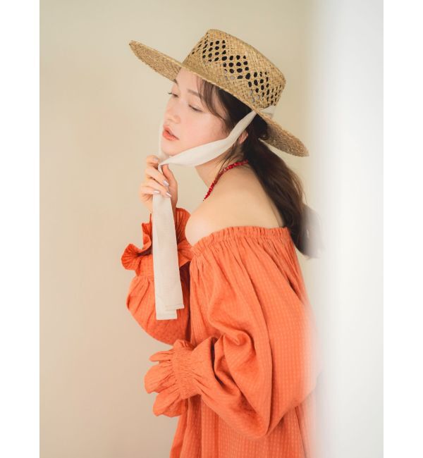 Ungrid「オフショルギャザーボリュームワンピース」|ワンピース|