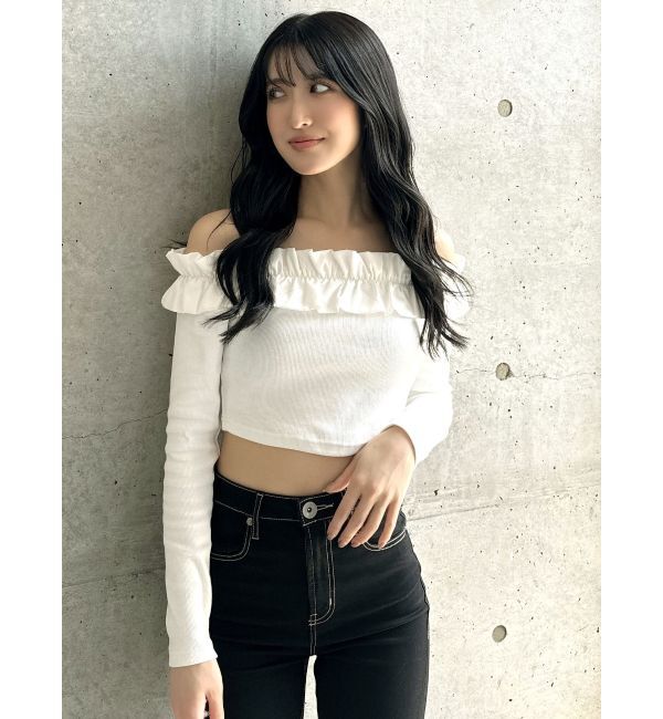GYDA「フリルリブトップス」|Tシャツ・カットソー|