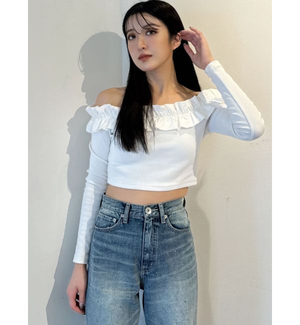 GYDA「フリルリブトップス」|Tシャツ・カットソー|
