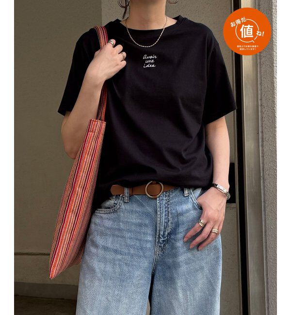 Lbc with Life「ミニロゴ刺繍Tシャツ」|Tシャツ・カットソー|