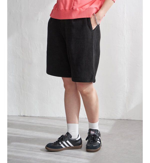 VENCE share style「コーデユロイ裏フリースハーフパンツ」|その他|ブラック