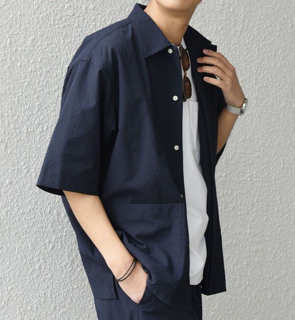 SHIPS any「SHIPS any:〈撥水/ストレッチ〉SOLOTEX(R) シアサッカー キャンプポケット シャツ」|シャツ・ブラウス|