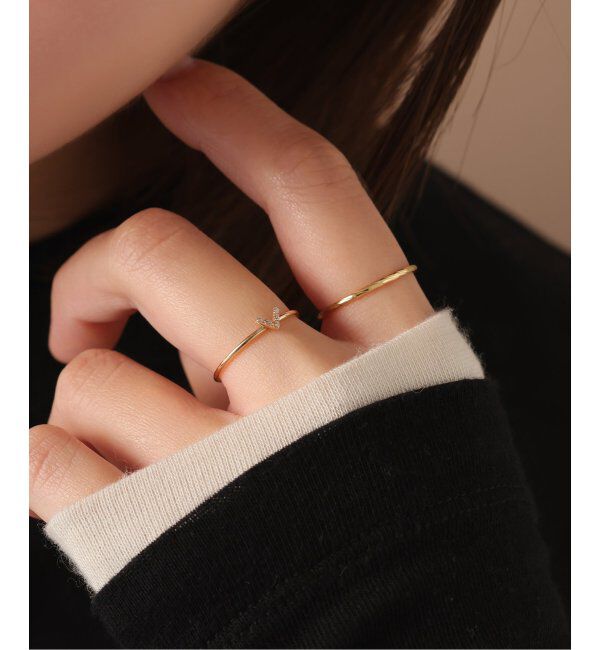 Lilas by Spick&Span「《一部店舗+WEB限定》Vラインダイヤリング K10」|リング|