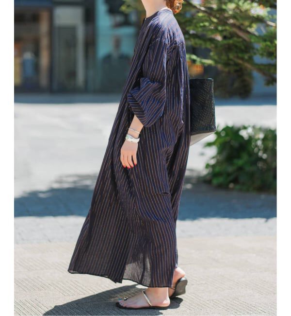 Spick and Span「《WEB限定 / 追加》HYUストライプギャザーシャツワンピース」|ワンピース|