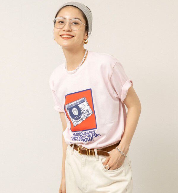 MAQWEL「【MAQWEL/マクウェル】ウォッシャブルRADIO Maqwel オープンエンドプリントTシャツ」|Tシャツ・カットソー|