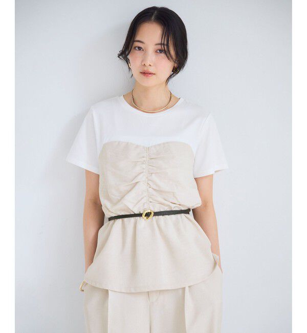 VIS「【WEB限定】美easyリネンライクシャーリングビスチェドッキングトップス/イージーケア・接触冷感」|Tシャツ・カットソー|