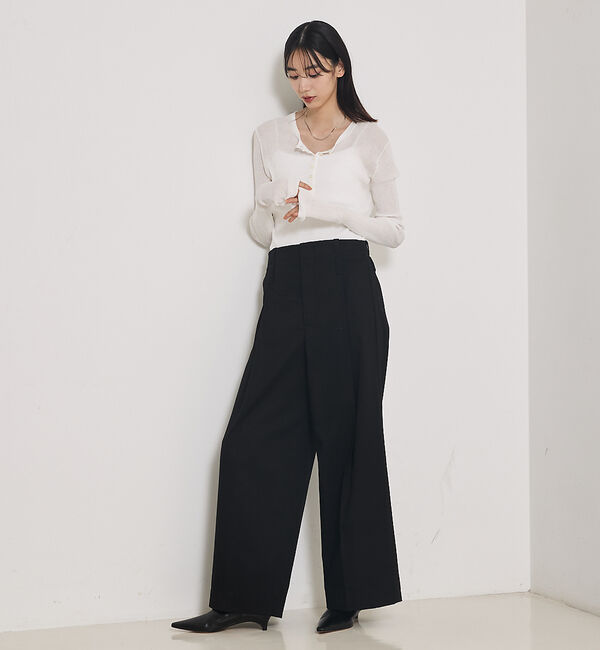 qualite「ヘンリーネックシアーリブニット」|Tシャツ・カットソー|