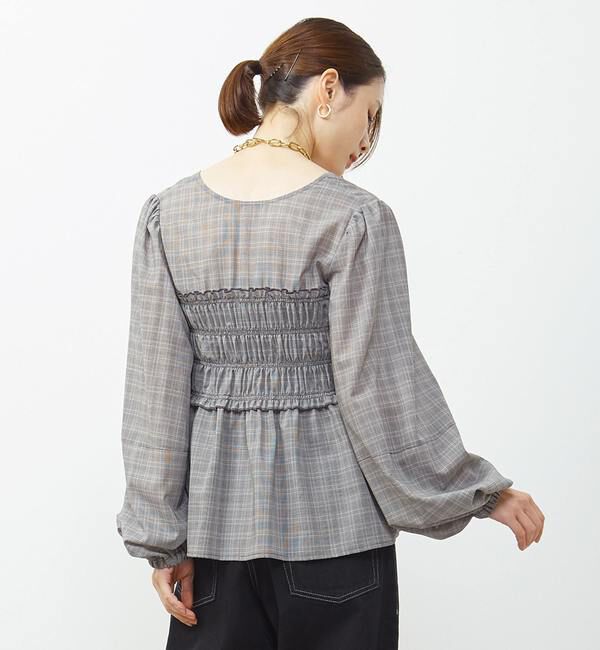 Soffitto「《WEB限定》前後2WAYシャーリングブラウス」|シャツ・ブラウス|