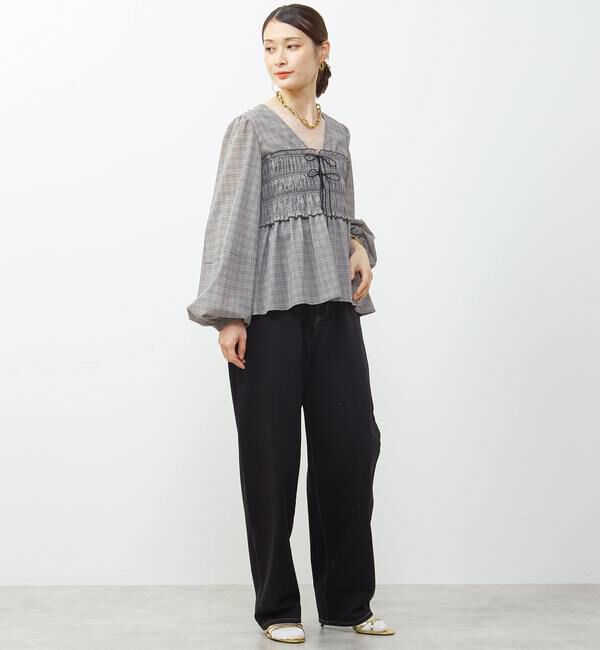 Soffitto「《WEB限定》前後2WAYシャーリングブラウス」|シャツ・ブラウス|