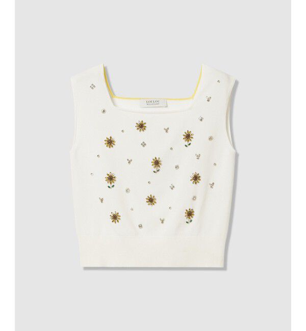 LOULOU WILLOUGHBY「WEB 一部店舗限定【LOULOU WILLOUGHBY】サンフラワービジュータンクトップ」|ニット・セーター|